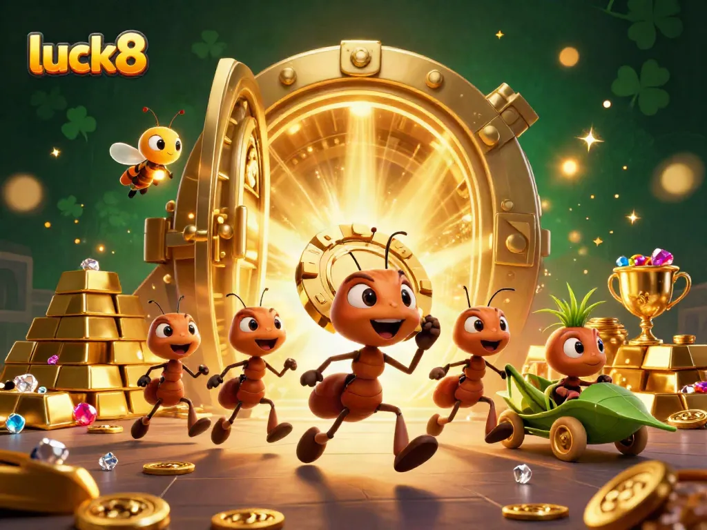Experience the excitement of luck8 with ant thieves escaping a casino heist amid treasures.