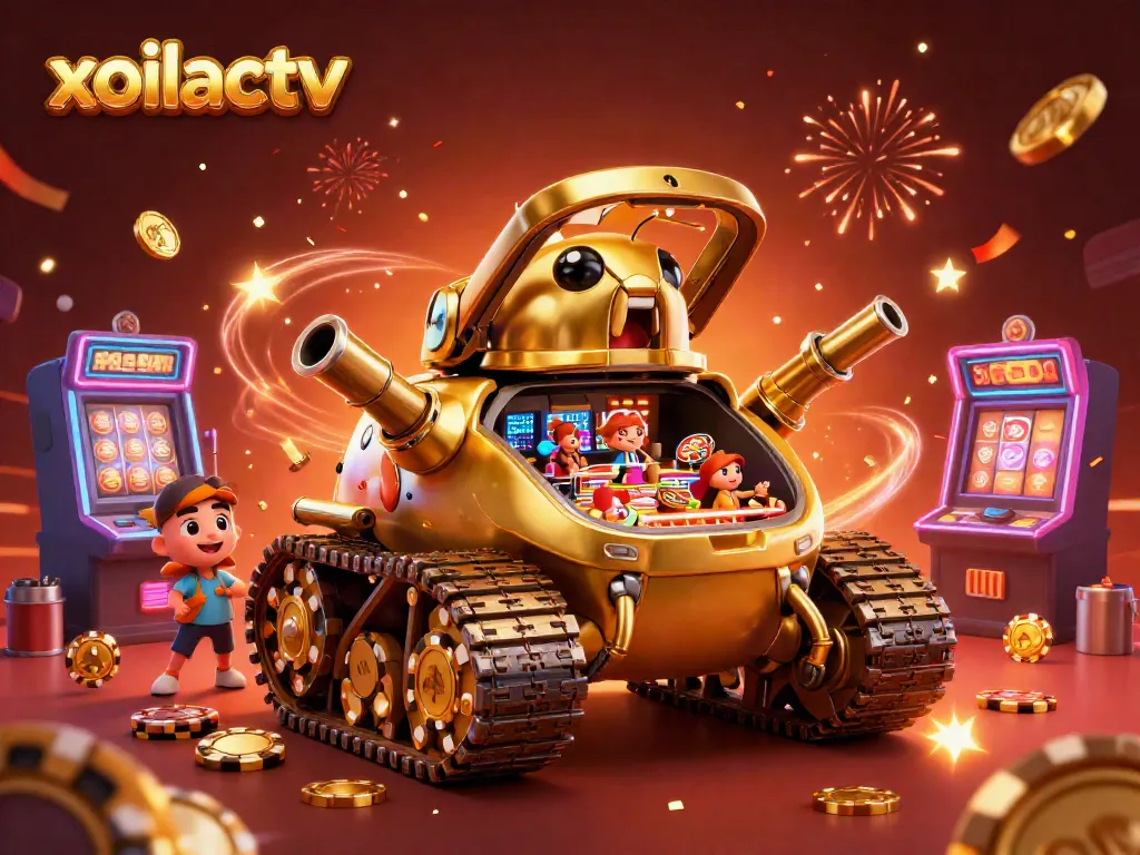 Experience exciting gameplay at xoilactv with a captivating golden beetle tank casino scene.