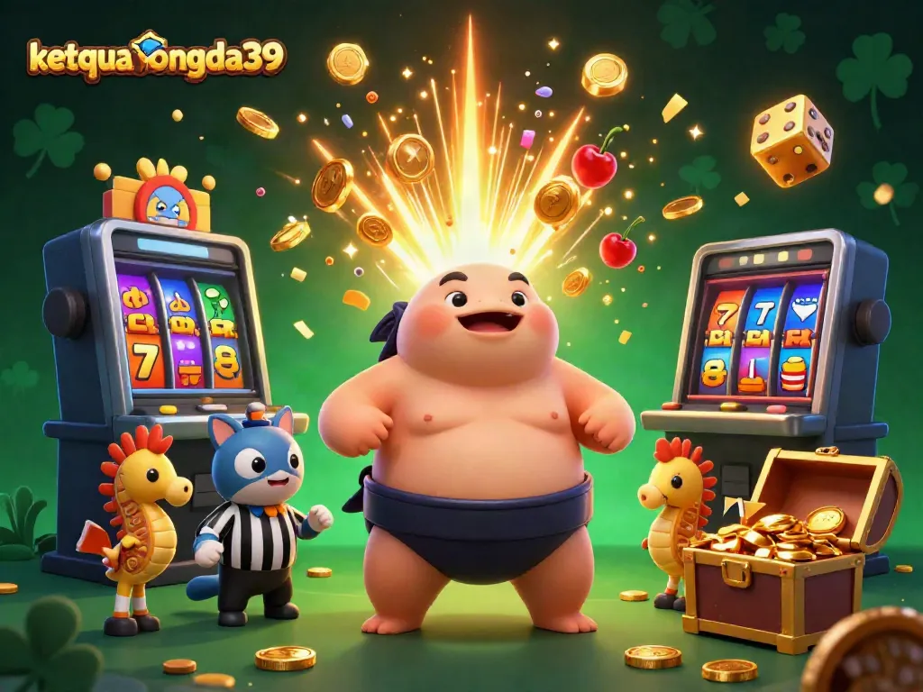 Engage with the dynamic world of ketquabongda39, showcasing a fugu sumo wrestler in an underwater casino scene.