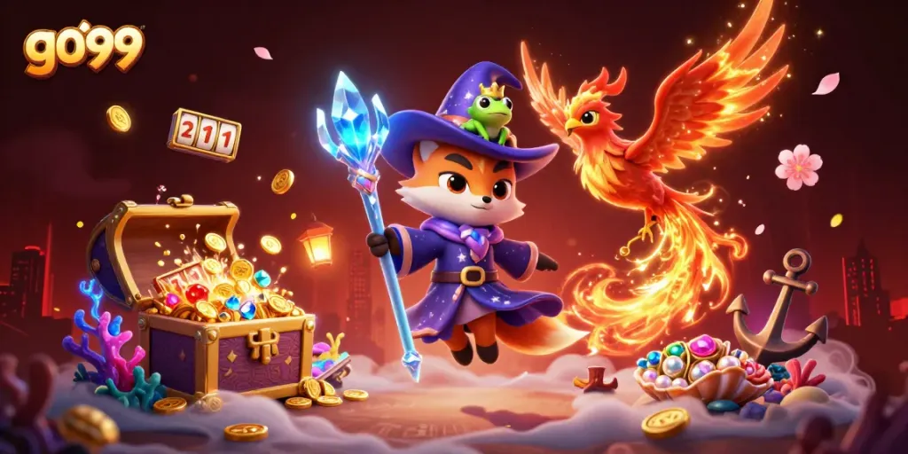 Experience excitement at g099 with a mystical fox, phoenix, and enchanted elements among casino slots.