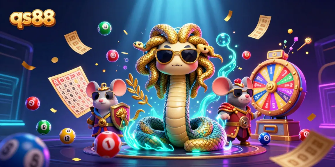 Spin winning lottery balls at qs88, featuring Medusa and a warrior in a dynamic casino scene.