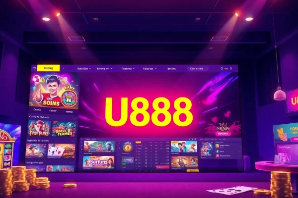 Experience U888's vibrant online casino platform with engaging games and luxurious design.