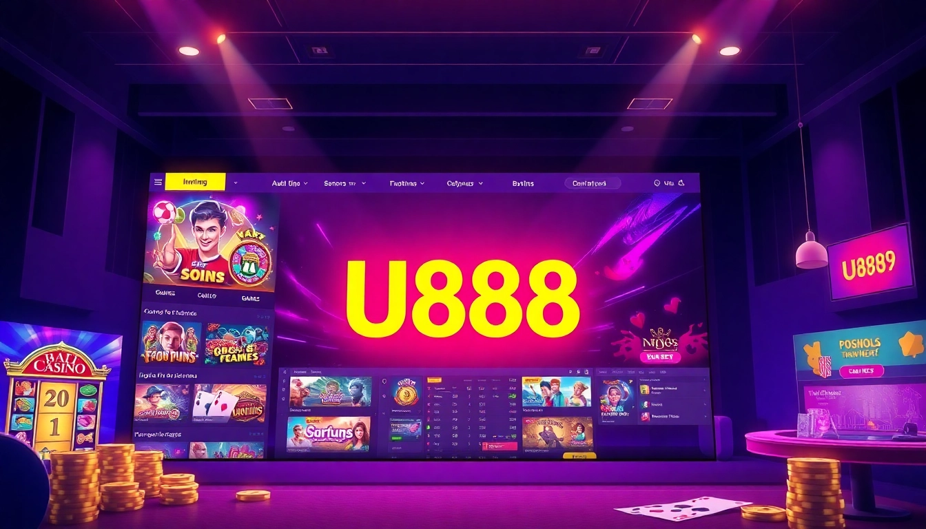 Experience U888's vibrant online casino platform with engaging games and luxurious design.
