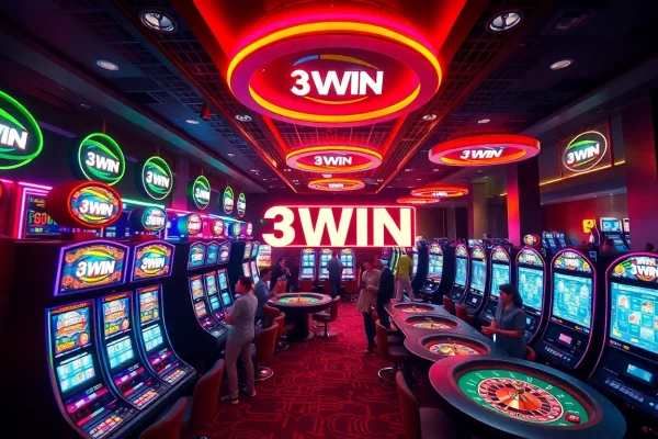 Experience the thrill of gaming at 3WIN with vibrant machines and exciting atmosphere.