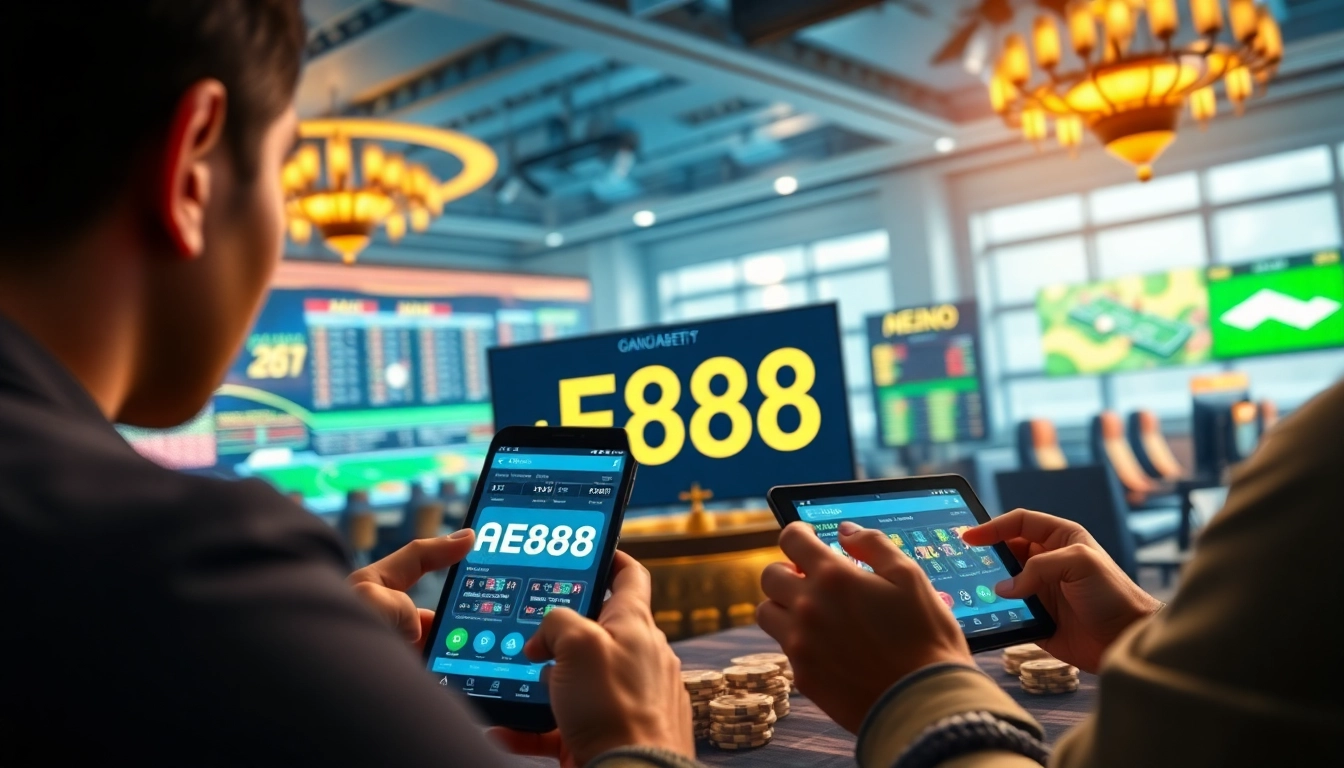 Engaging online gaming interface showcasing Link AE888 mới nhất with vibrant sports and casino visuals.