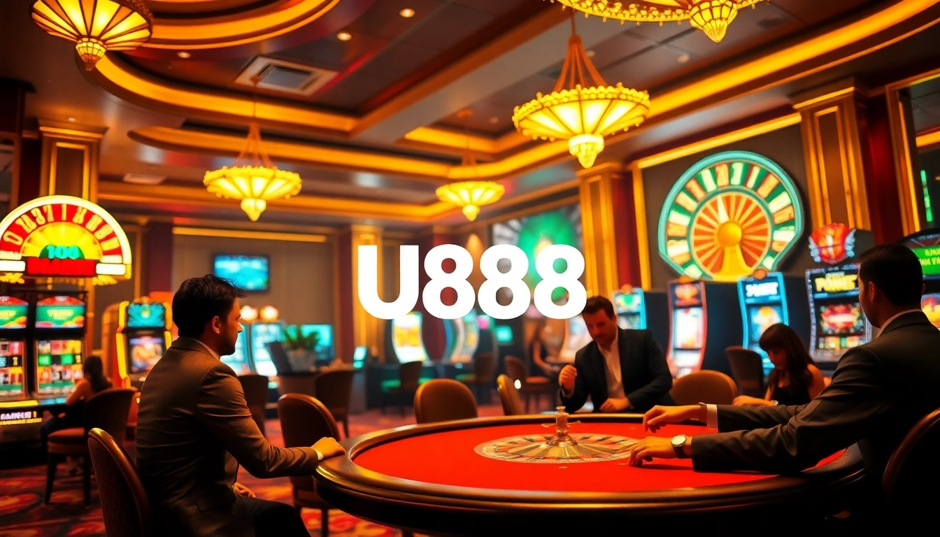 Experience the thrill of U888 casino with vibrant slot machines and poker action.