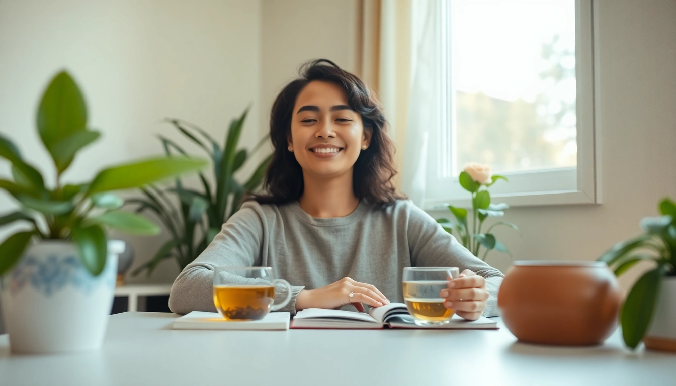 Find practical mental health tips in a calming workspace, featuring meditation and relaxation elements.