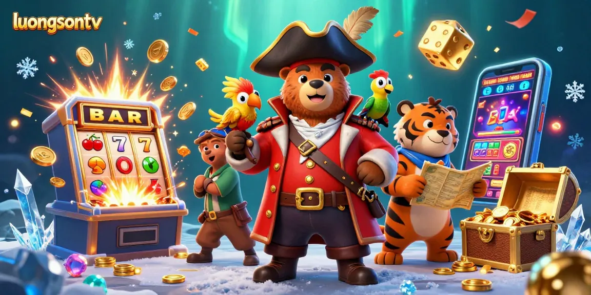 Engage with luongsontv's thrilling gaming experience featuring festive slot machines and vibrant characters.