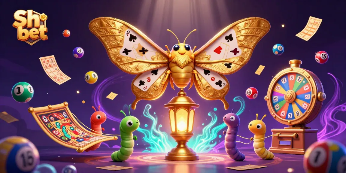Win big with Sh bet as a giant atlas moth reveals vibrant casino elements in a colorful 3D scene.