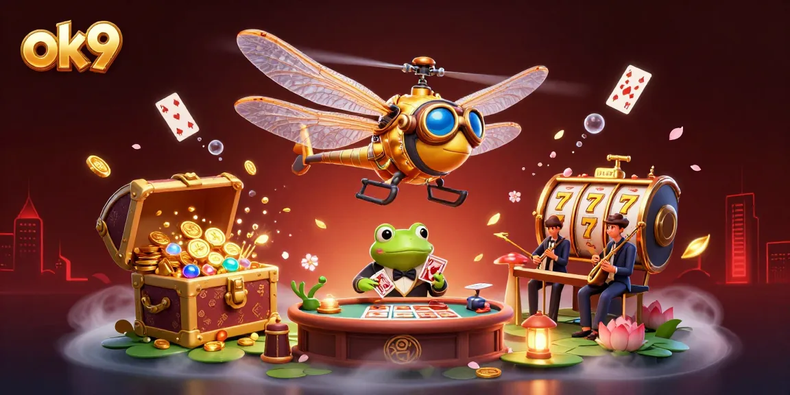 Betting expertly on ok9 in a vibrant lily pad casino full of excitement and dynamic elements.