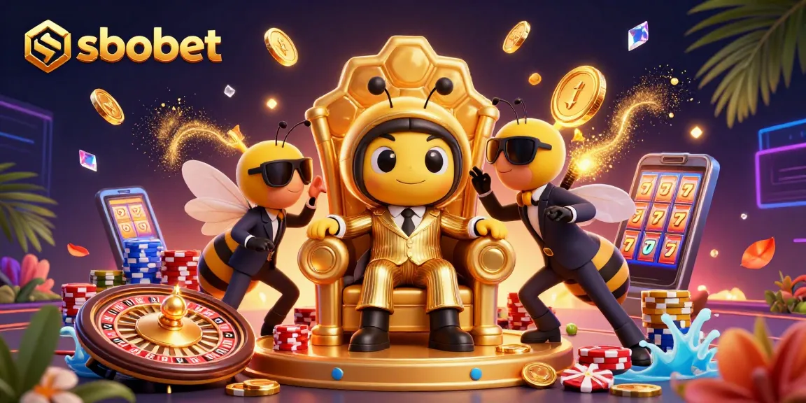 Engage with sbobet's thrilling experience featuring a bumblebee mob boss in a dynamic casino scene.
