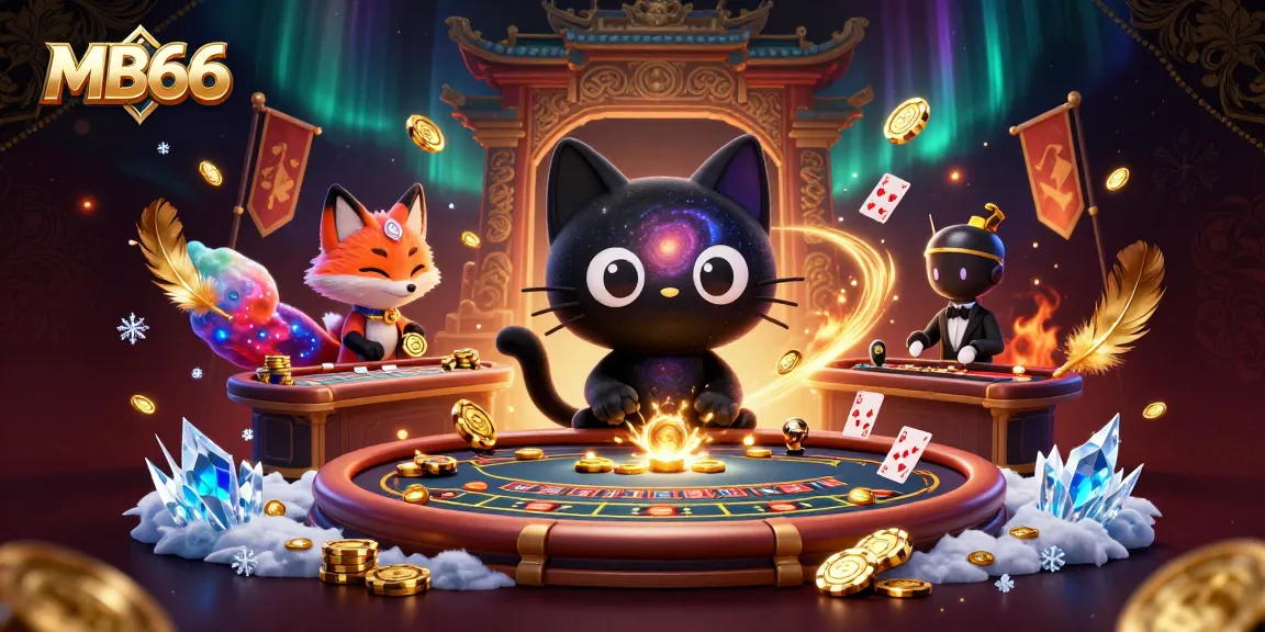 Experience the thrilling action of MB66 with colorful gaming elements and a cosmic atmosphere at this dynamic casino table.