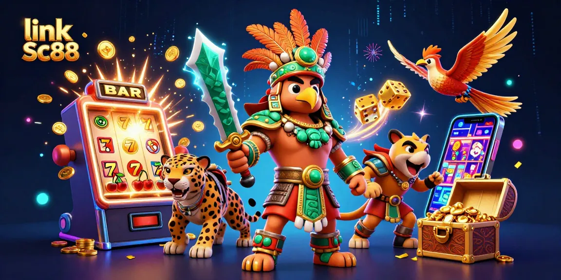 Spin and win at link Sc88 with a vibrant 3D casino scene bursting with colorful elements!