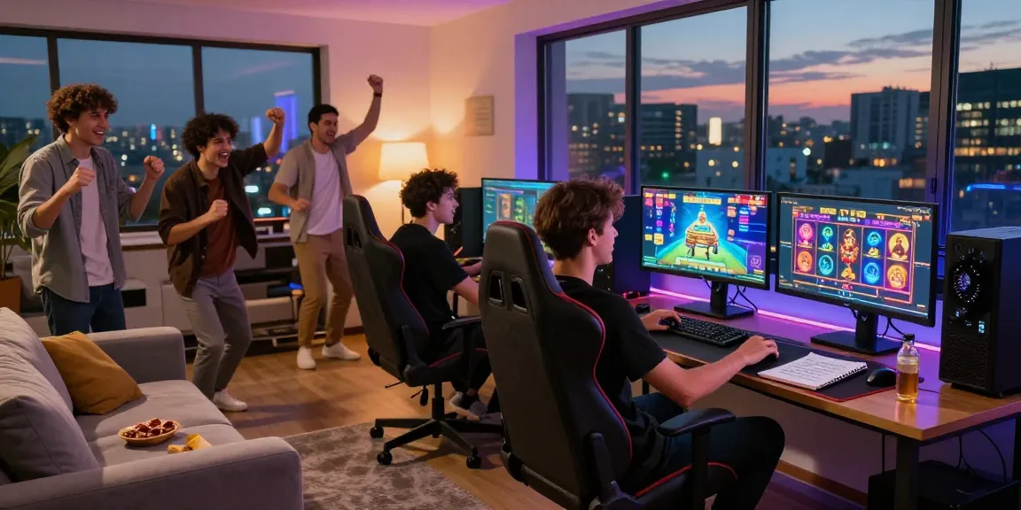 Engaging gaming session with slot gacor excitement and vibrant graphics in a modern home setting.